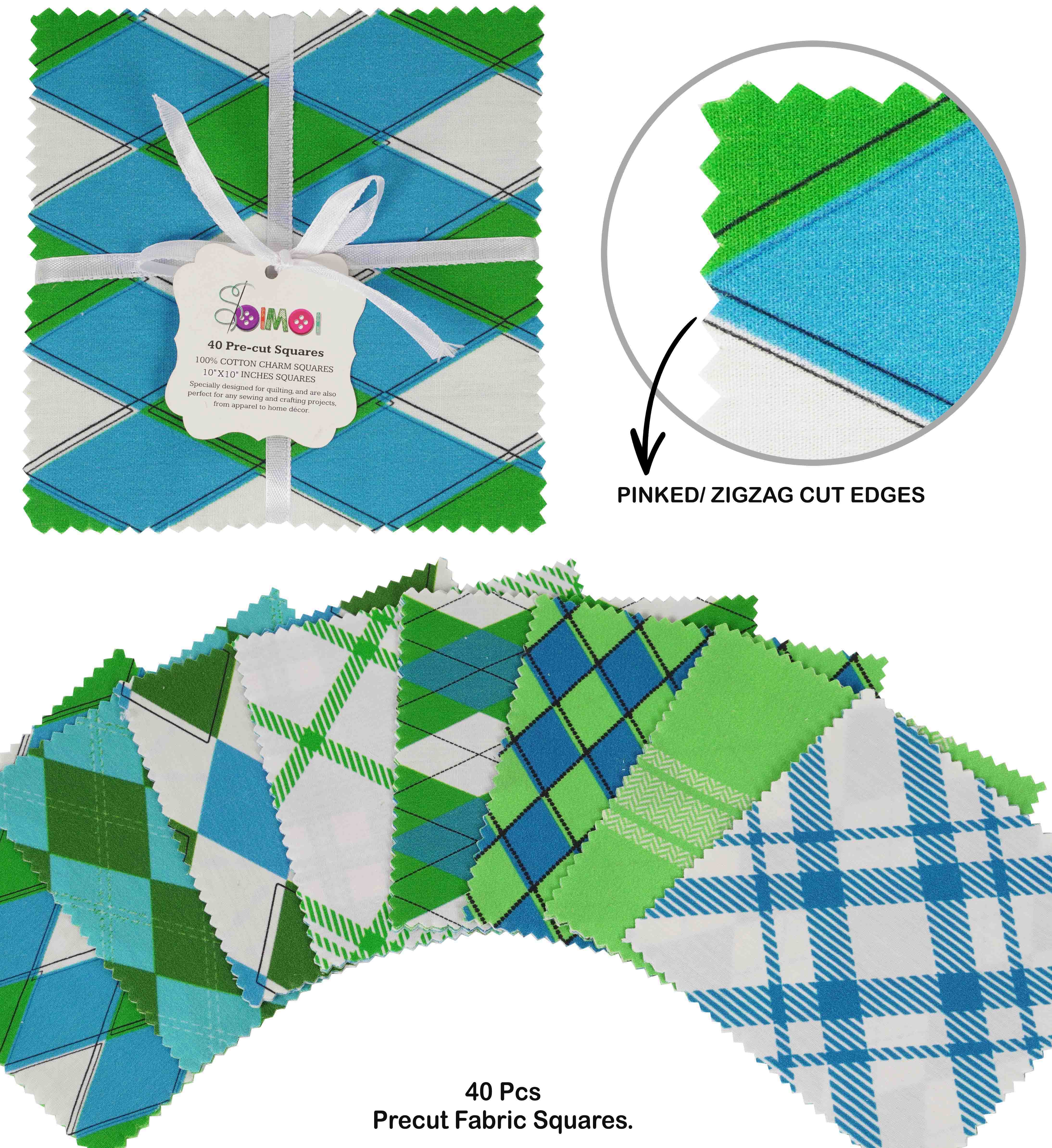 Soimoi Precut 10-inch Check Prints Cotton Fabric Bundle Quilting